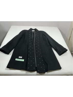 Womans Ashley Scott Swing Coat Black Lined Pearl Accents One Size